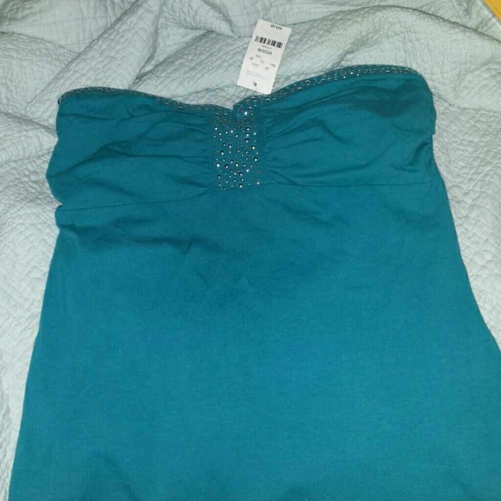 Express strapless top lined with silver tone studs